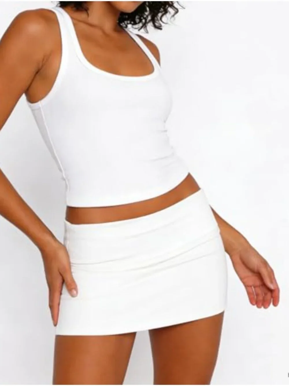 Y2K Fold Over Mini Skirt Low Rise Bodycon Stretchy Knit